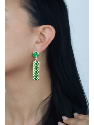 Liveyn Design Yeşil Detay Tasarım Küpe