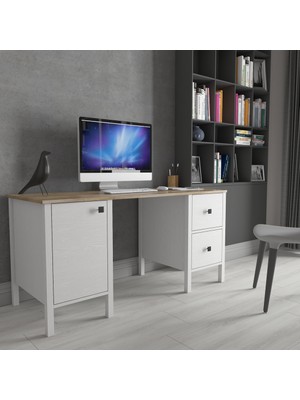 Sakura Hunerika Pareo 2 Çekmece 1 Kapak Çalışma Masası - Wood Beyaz/legnano