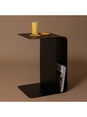 Voome Design Pastel Minimalist Metal Yan Sehpa | Modern Dekoratif Salon & Ofis Dekorasyonu