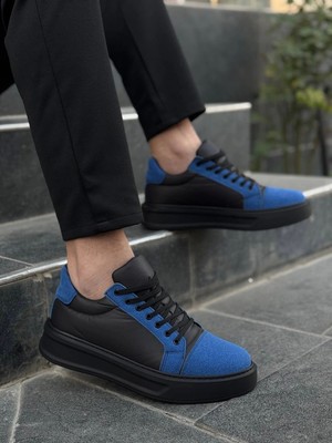 Etiler Collection KB-X46 Kuback Siyah Sax Mavi Yüksek Siyah Taban Günlük Spor Ayakkabı