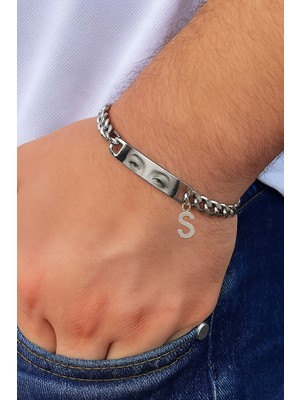 Takı Dükkanı Harfli Kişiye Özel Göz Resim Baskılı Paslanmaz Çelik Bileklik Sevgiliye Hediye SCB83H