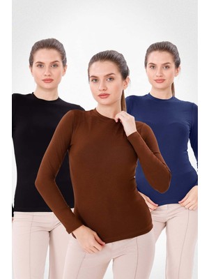 Yade Fashion Uzun Kol Bisiklet Yaka Body 3'lü Set