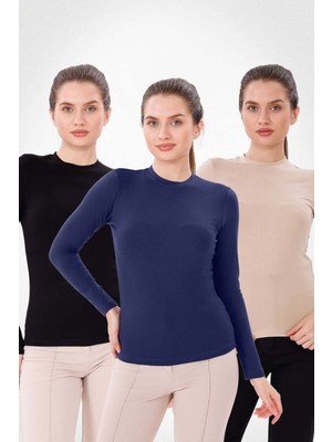 Yade Fashion Uzun Kol Bisiklet Yaka Body 3'lü Set