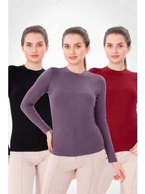 Yade Fashion Uzun Kol Bisiklet Yaka Body 3'lü Set