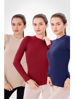 Yade Fashion Uzun Kol Bisiklet Yaka Body 3'lü Set