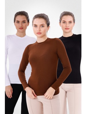 Yade Fashion Uzun Kol Bisiklet Yaka Body 3'lü Set