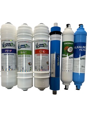 Yakut Puretech Puretech Su Arıtma Cihazı Filtre Takımı Yakut serisi (Nsf)Li 6 adet (orijinal)