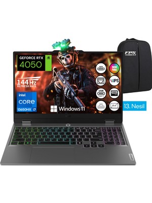Lenovo Loq İ7-13650HX RTX4050 16GB Ram 512GB SSD 15.6" Fhd IPS 144Hz W11 Taşınabilir Bilgisayar