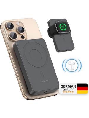 Woyax All In Magsafe Powerbank 10.000MAH 20W Hızlı Taşınabilir Şarj Cihazı Saat Kulaklık iPhone Android