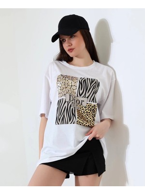 Ronanna Karma Desenli Oversize Tişört