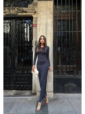 Ronanna Uzun Kollu Uzun Elbise