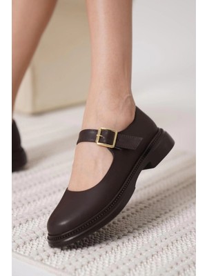 Ronanna Yokox Kahverengi Cilt Oxford Ayakkabı