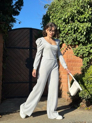 Ronanna Fitilli Prenses Kol Alt Üst Takım Gri