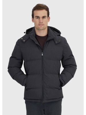 Ramsey Antrasit Regular Fit Kapüşonlu Casual Dokuma Mont