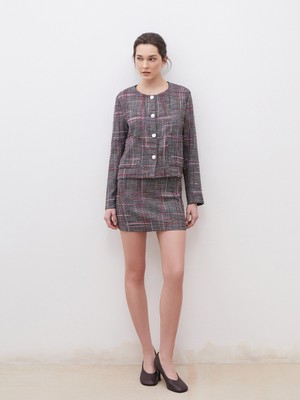 Soulife Dar Fit Ekose Tüvit Mini Etek