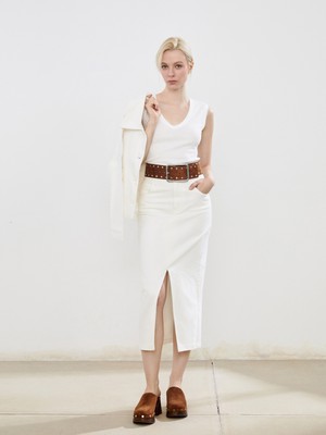 Loose Fit Yırtmaçlı Jean Etek