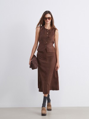 Beli Kemerli Süet Etek