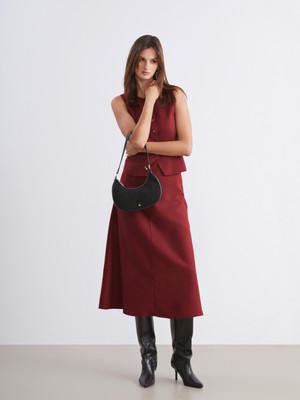 Beli Kemerli Süet Etek