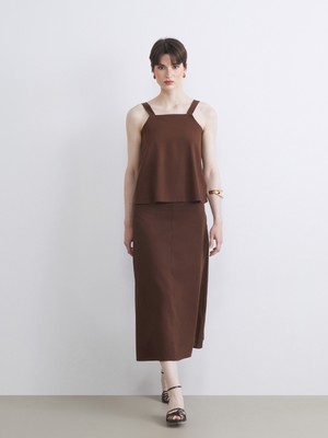 Beli Kemerli A Kesim Keten Karışımlı Etek