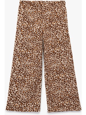 Koton Leopar Desenli Beli Lastikli Geniş Paça Pantolon