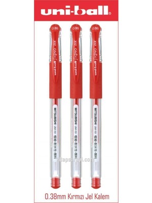 Uni-Ball Uniball Signo Dx 0.38 mm Kırmızı Jel Kalem 3 Adet UM-151