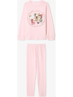 Penti Gül Kurusu Kız Çocuk Çizgili Baskılı Pijama Takımı