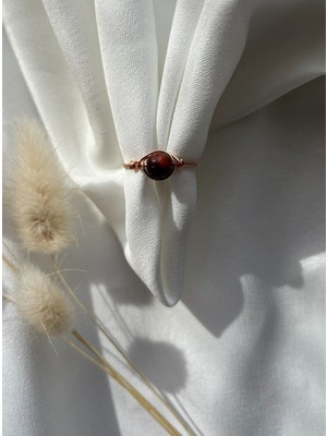 Pel Design Şahingözü Taşı Ayarlanabilir Bakır Renk Tel Yüzük El Yapım