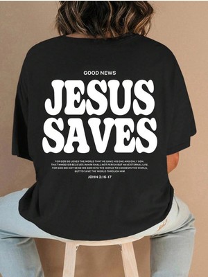 Velmora Fashion Baskılı Kadın T-Shirt - Siyah -Vlmr