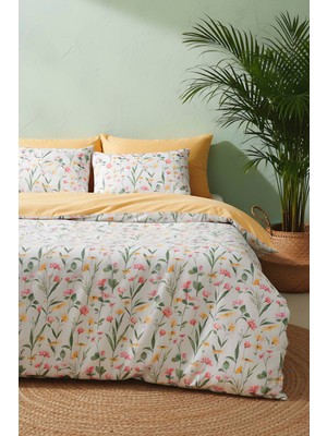 Botanical Çift Kişilik Naturel Ipeksi Nevresim Takımı