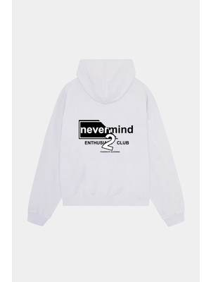 Nevermind Streetwear Oversize Hoodie – Siyah Baskılı Kapüşonlu Sweatshirt