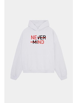 Nevermind Baskılı Kapüşonlu Sweatshirt - Unisex Oversize Hoodie