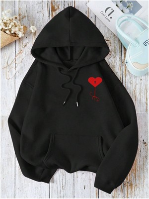 Nevermind Heart Baskılı Oversize Unisex Kapüşonlu Sweatshirt