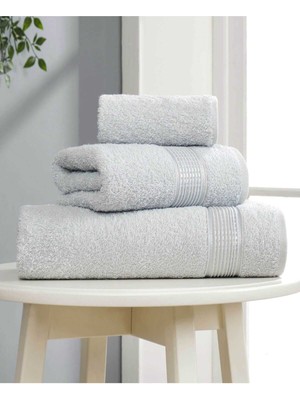 Femina Trendy 3 Lü Banyo Havlusu Seti Pamuklu Ritim Açık Gri