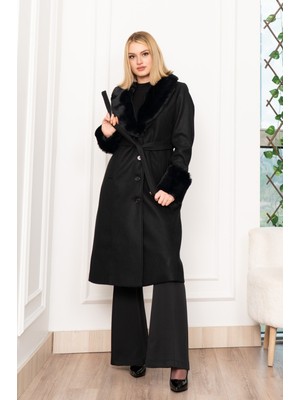 MissVina Celeste Premium Peluş Detaylı Kaşe Palto 2610