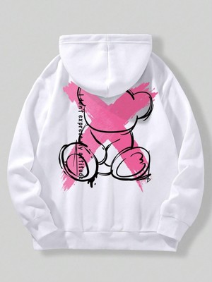 Nevermind Idont x Baskılı Oversize Unisex Kapüşonlu Sweatshirt