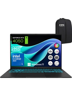 Asus Vivobook 16 Core 5 210H RTX4050 24GB Ram 2tb SSD 16" W11 Taşınabilir Bilgisayar +  Djt Çanta