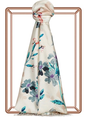 İpekevi Yonca Bahçesi Desenli Ipek Şal