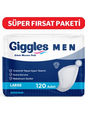 Giggles Yetişkin Erkek Mesane Pedi - L Beden - 6 Paket 120 Adet