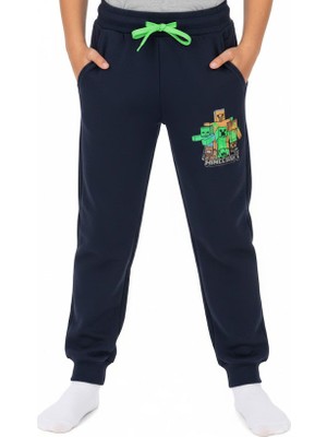 Crassi Erkek Çocuk Eşofman Altı Minecraft Baskılı 2 İplik Şardonlu