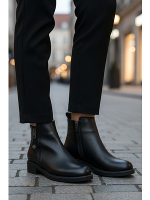 Ayakmod Siyah Cilt Içi Polarlı Kadın Bot 224581 Z