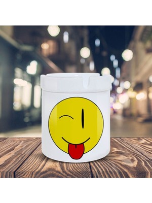 Göz Kırpan Gülen Yüz Baskılı Seramik Küllük 201456