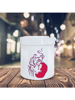 Duman Sevgili Küllük Illüstrasyon Baskılı Kül Tablası K-70