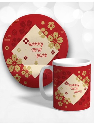 Iyi Yıllar Oval Bilek Destekli Mouse Pad ve Kupa Bardak Seti