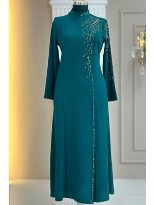 Amine Hüma Elisa Abiye Elbise Petrol