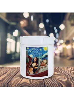 Mona Lisa Van Gogh Küllük Illüstrasyon Baskılı Kül Tablası K-54