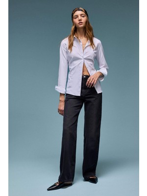 DeFacto Straight Wide Yüksek Bel Uzun Jean Yıkamalı Pantolon E3181AX25SP