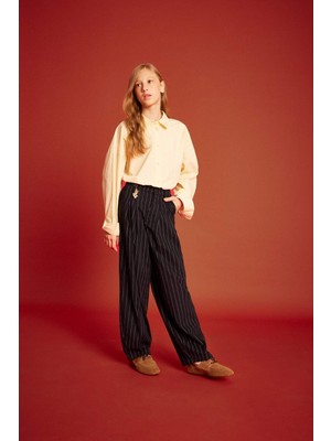 DeFacto Baggy Fit Charm Detaylı Geniş Paça Gabardin Pantolon Kız Çocuk G3250A825WN