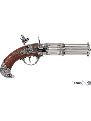 Denix France 18TH 4 Barrel Pistol Koleksiyon Obje 30CM