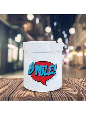 Smile Yazılı Küllük Pop Art Baskılı Kül Tablası K-107