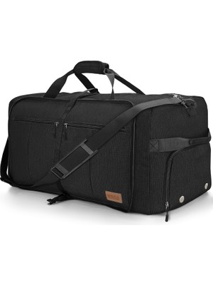 Haegs Katlanabilir Seyahat Çantası, Unisex Bavul Valiz Büyük Boy El Bagajı Çantası 100L - Siyah